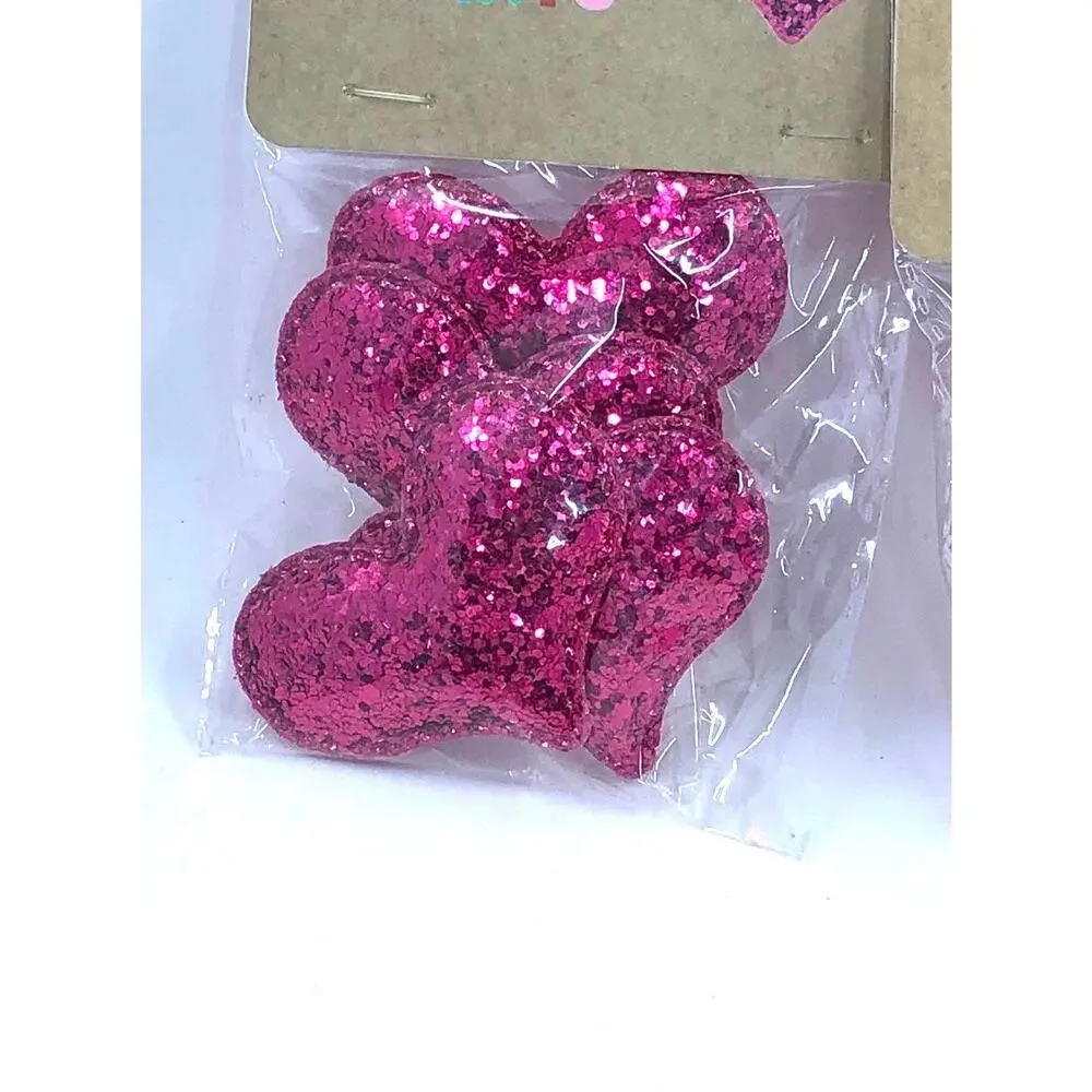 8 Target Puffy Pink Glitter Valentine's Day Scatter Craft Hearts